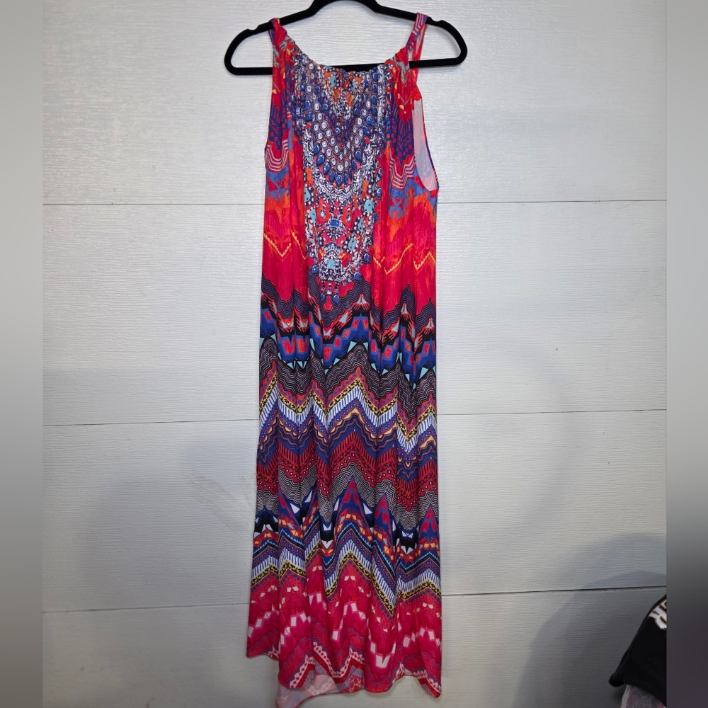 Avenue Pink Multi-Pattern Sleeveless Maxi Dress